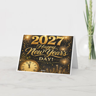 Gelukkig Nieuwjaar 2027 | Luxe Gouden Vuurwerk  Bedankkaart