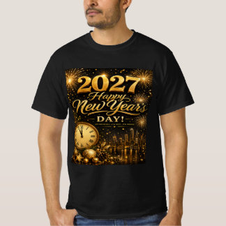 Gelukkig Nieuwjaar 2027 | Luxe Gouden Vuurwerk  T-shirt
