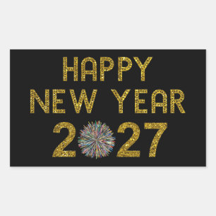 Gelukkig nieuwjaar 2027 rechthoekige sticker