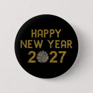 Gelukkig nieuwjaar 2027 ronde button 5,7 cm