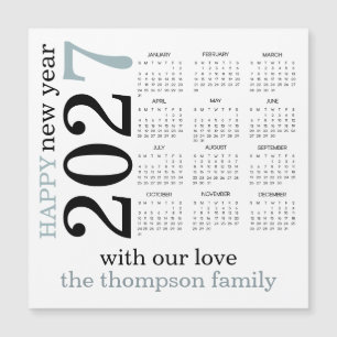 Gelukkig Nieuwjaar 2027 Turquoise Witte Kalender 