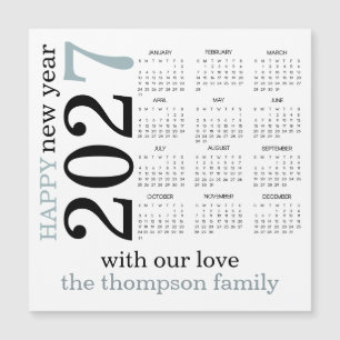Gelukkig Nieuwjaar 2027 Turquoise Witte Kalender