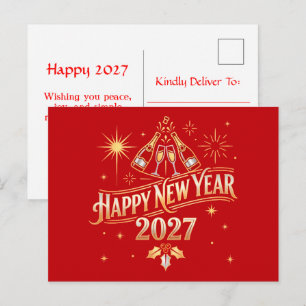 Gelukkig Nieuwjaar 2027-viering Feestdagenkaart