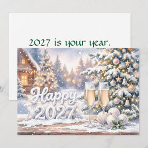 Gelukkig Nieuwjaar 2027 Viering Kaart