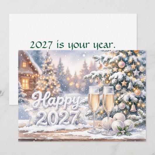Gelukkig Nieuwjaar 2027 Viering Kaart (Voorkant / Achterkant)