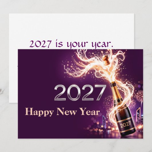 Gelukkig Nieuwjaar 2027 Viering Kaart (Voorkant / Achterkant)
