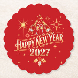 Gelukkig Nieuwjaar 2027 Viering Kartonnen Onderzetters