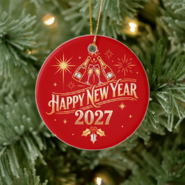 Gelukkig Nieuwjaar 2027 Viering Keramisch Ornament