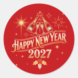 Gelukkig Nieuwjaar 2027-viering Ronde Sticker
