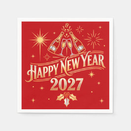 Gelukkig Nieuwjaar 2027 Viering Servet