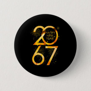 Gelukkig Nieuwjaar 2067 Grappig 67 Zes Zeven Meme  Ronde Button 5,7 Cm