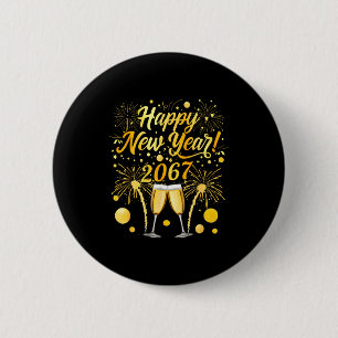 Gelukkig Nieuwjaar 2067 Grappig 67 Zes Zeven Meme Ronde Button 5,7 Cm