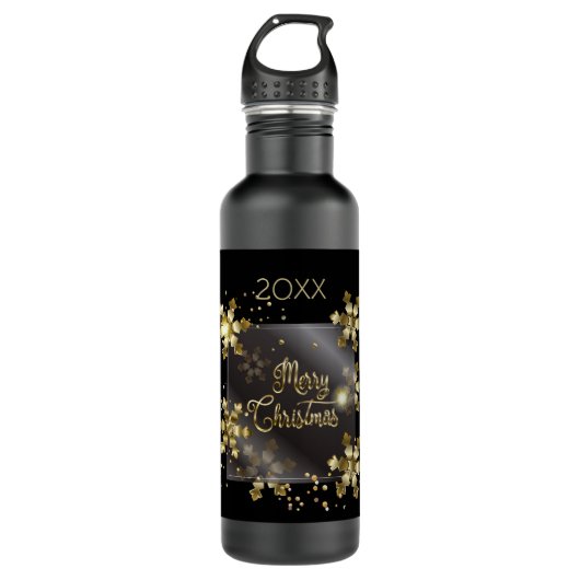 Gelukkig Nieuwjaar 20XX & Gold Christmas Luxury Waterfles (Voorkant)