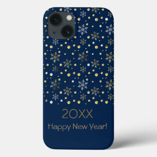 Gelukkig nieuwjaar 20XX & Gold kerstsnowflakes Case-Mate iPhone Case