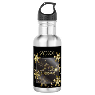 Gelukkig Nieuwjaar 20XX & Gouden Kerst Luxe Waterfles