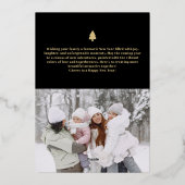 Gelukkig Nieuwjaar 3 foto boog modern script goud Folie Feestdagenkaart (Achterkant)