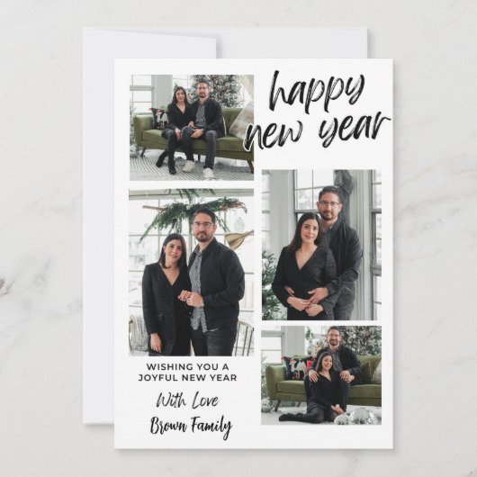 Gelukkig Nieuwjaar 4 Collage Multi-Photo Holiday K Kaart (Voorkant)