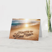 Gelukkig nieuwjaar aan zee feestdagen kaart (Voorkant)