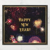 Gelukkig nieuwjaar (aanpasbaar) sparkling wijnetiket (Enkel label)