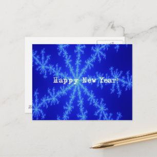 Gelukkig Nieuwjaar Abstracte Blauwe Sneeuwvlok Briefkaart