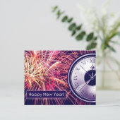 Gelukkig nieuwjaar. Aftellen en Fireworks Briefkaart (Staand voorkant)