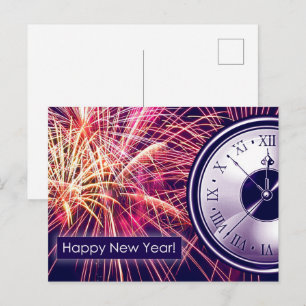 Gelukkig nieuwjaar. Aftellen en Fireworks Briefkaart