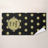Gelukkig Nieuwjaar badhanddoek (zwart & goud) (Badhanddoek)