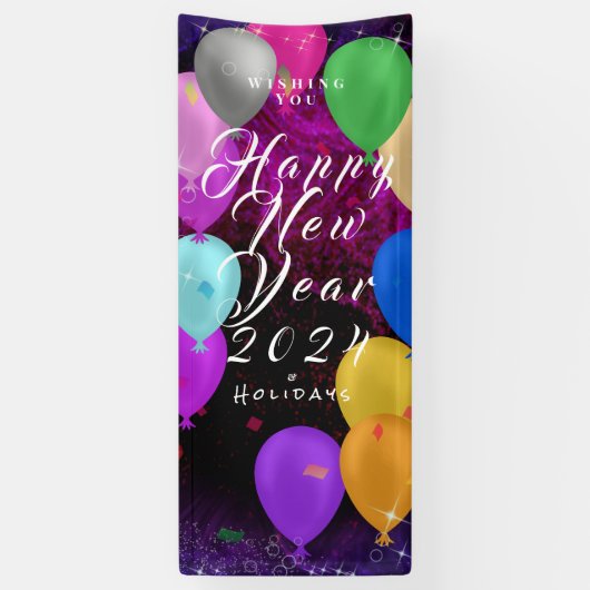 Gelukkig Nieuwjaar ballon banner (Verticaal)