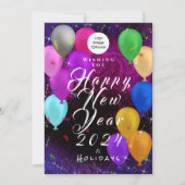 Gelukkig Nieuwjaar Ballon Corporate Feestdagenkaart (Voorkant)