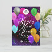 Gelukkig Nieuwjaar Ballon Corporate Feestdagenkaart (Staand voorkant)