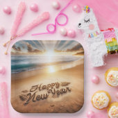 Gelukkig Nieuwjaar Beach Sunrise Papieren Bordje (Feest)