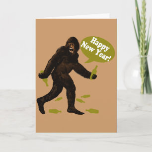 Gelukkig Nieuwjaar Bigfoot Feestdagen Kaart