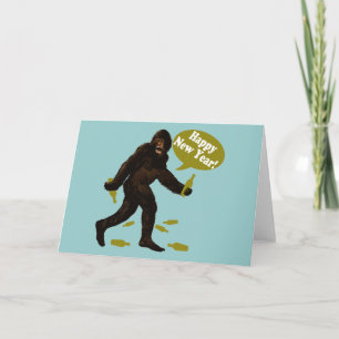 Gelukkig Nieuwjaar Bigfoot Feestdagen Kaart