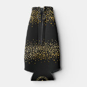 Gelukkig Nieuwjaar Black Faux Gold Confetti Vakant Flesjeskoeler (Achterkant)