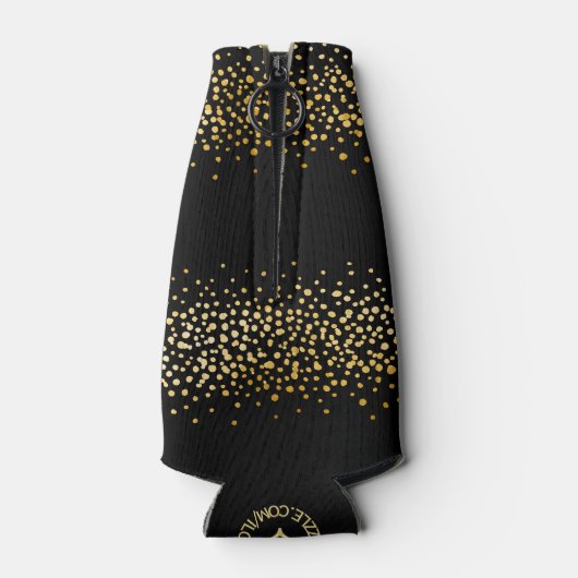 Gelukkig Nieuwjaar Black Faux Gold Confetti Vakant Flesjeskoeler (Achterkant)