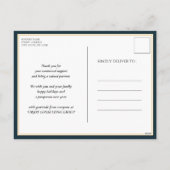 Gelukkig Nieuwjaar Blauw Script Modern Business Feestdagenkaart (Achterkant)