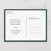 Gelukkig Nieuwjaar Blauw Script Modern Non Photo Feestdagenkaart (Achterkant)