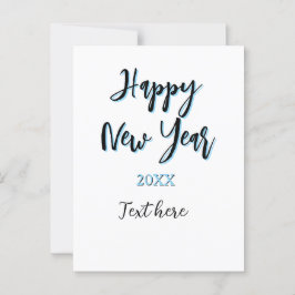 Gelukkig nieuwjaar blauw zwart vet eenvoudig jaar  briefkaart