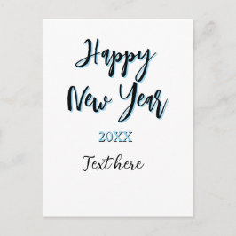 Gelukkig nieuwjaar blauw zwart vet eenvoudig jaar  feestdagenkaart