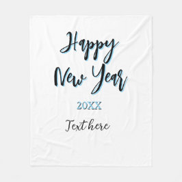 Gelukkig nieuwjaar blauw zwart vet eenvoudig jaar  fleece deken