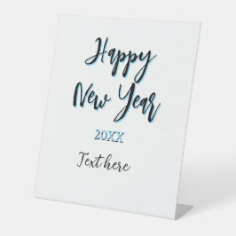 Gelukkig nieuwjaar blauw zwart vet eenvoudig jaar  reclamebord met voetstuk