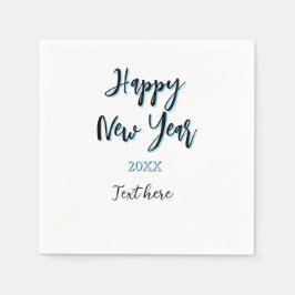 Gelukkig nieuwjaar blauw zwart vet eenvoudig jaar  servet
