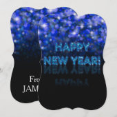 Gelukkig nieuwjaar! | Blauwe bokehs Sparkles Feestdagenkaart (Voorkant / Achterkant)