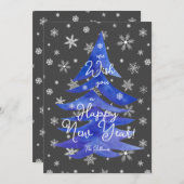 gelukkig nieuwjaar blauwe boom feestdagenkaart (Voorkant / Achterkant)