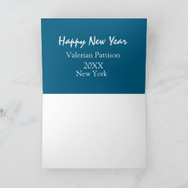 Gelukkig nieuwjaar blauwe naam plaats jaar boho ee bedankkaart