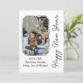 Gelukkig Nieuwjaar Boog Minimalistisch Zwart & Wit Feestdagenkaart (Staand voorkant)