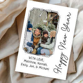 Gelukkig Nieuwjaar Boog Minimalistisch Zwart & Wit Feestdagenkaart