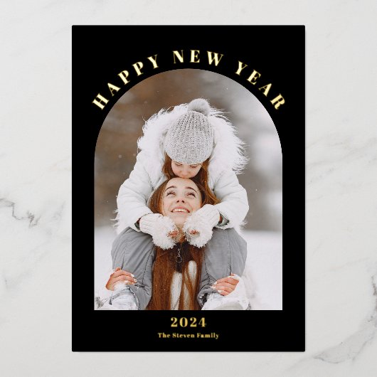 Gelukkig Nieuwjaar boogjaar in review 13 foto's zw Folie Feestdagenkaart (Voorkant)