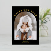 Gelukkig Nieuwjaar boogjaar in review 13 foto's zw Folie Feestdagenkaart (Staand Voorkant)