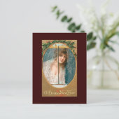 Gelukkig Nieuwjaar  Briefkaarten Lady in Windows (Staand voorkant)